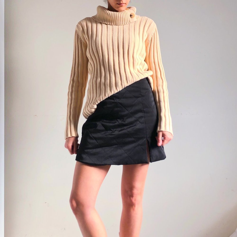 Cream turtleneck knit sweater